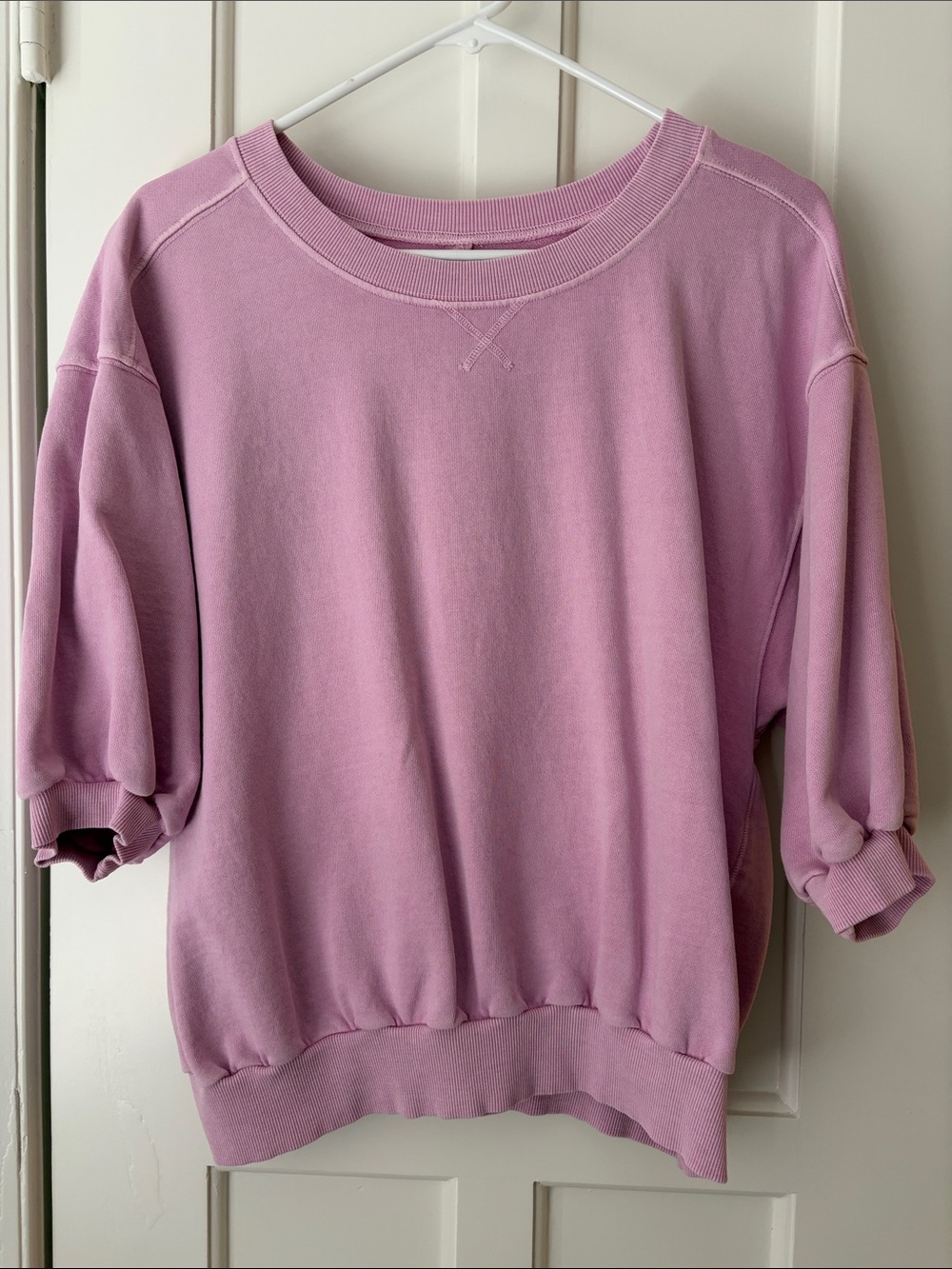 Pilcro Relaxed Short-Sleeve Crew Sweatshirt in Dusty Rose